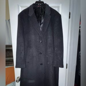 PRONTO MODA ITALY Men's Black Wool Overcoat CASHMERE